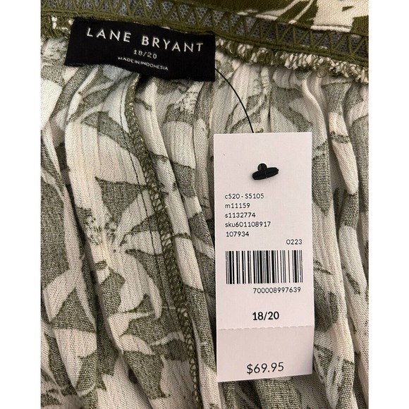 Lane Bryant Short Sleeve Square Neck Trimmed Circle Top 18/20 - Green Floral - Picture 8 of 10